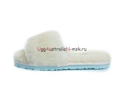 UGG FLUFF SLIDE SLIPPERS WHITE