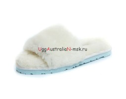 UGG FLUFF SLIDE SLIPPERS WHITE