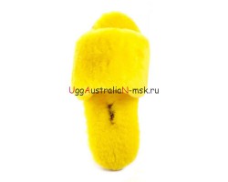 UGG FLUFF SLIDE SLIPPERS YELLOW