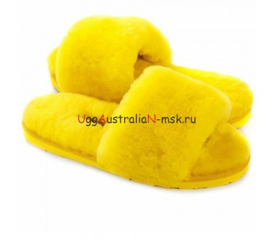 UGG FLUFF SLIDE SLIPPERS YELLOW