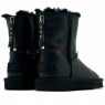  UGG KIDS CLASSIC SHORT ZIP LEATHER BLACK