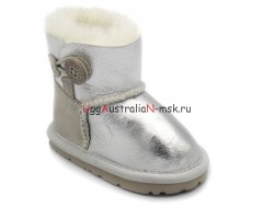 UGG KIDS BAILEY BUTTON MINI METALLIC SILVER