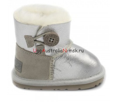 UGG KIDS BAILEY BUTTON MINI METALLIC SILVER